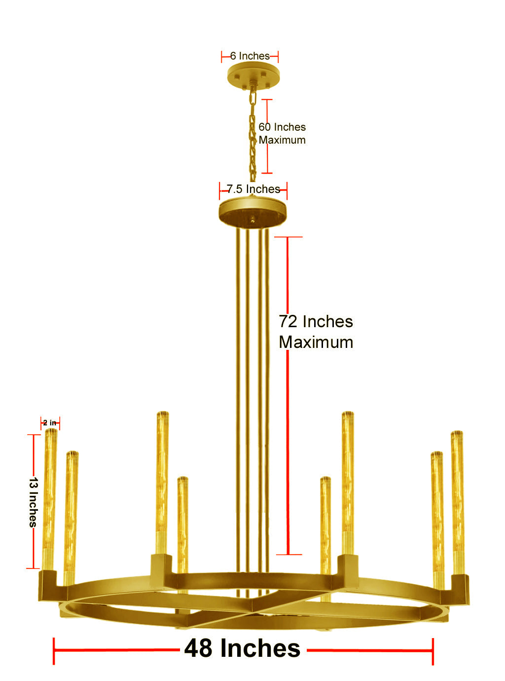 8-Light Round Chandelier Gold Finish, 48" Rustic Vintage Barn Metal Industrial Loft Ceiling Lighting Fixture