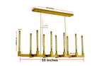 10-Light Industrial Rustic Linear Chandelier Gold Finish, 55" Vintage Charm Barn Metal Farmhouse Lighting