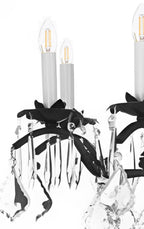 24-Light Wrought Iron Crystal Chandelier Black Finish, 46"x46" Large Rustic Vintage Barn Metal Ceiling Light