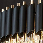 27 Lights Retro Palladium Crystal Glass Fringe Chandelier, 9-Tier Elegant Lighting Fixture, 24" x 55"