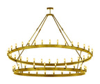66-Light Wagon Wheel Chandelier Gold Finish, 70"x66" Rustic Wrought Iron Castile Two-Tier Industrial Loft Ceiling Light