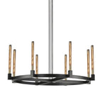 8-Light Round Chandelier Black Finish, 48" Rustic Vintage Barn Metal Industrial Loft Ceiling Lighting Fixture