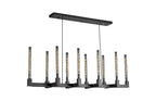 10-Light Industrial Rustic Linear Chandelier Black Finish, 55" Vintage Charm Barn Metal Farmhouse Lighting