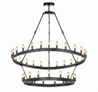 30-Light Elegant Chandelier Black Finish, 38"x50" Rustic Wrought Iron Vintage Barn Castile Industrial Loft Lighting
