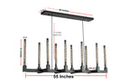 10-Light Industrial Rustic Linear Chandelier Black Finish, 55" Vintage Charm Barn Metal Farmhouse Lighting