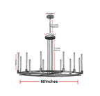 12-Light Industrial Rustic Chandelier Black Finish, 60" Vintage Barn Metal Round Farmhouse Ceiling Fixture