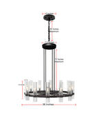 12-Light Vintage Rustic Round Chandelier Black Finish, 36" Farmhouse Barn-Style Metal Industrial Loft Ceiling Light