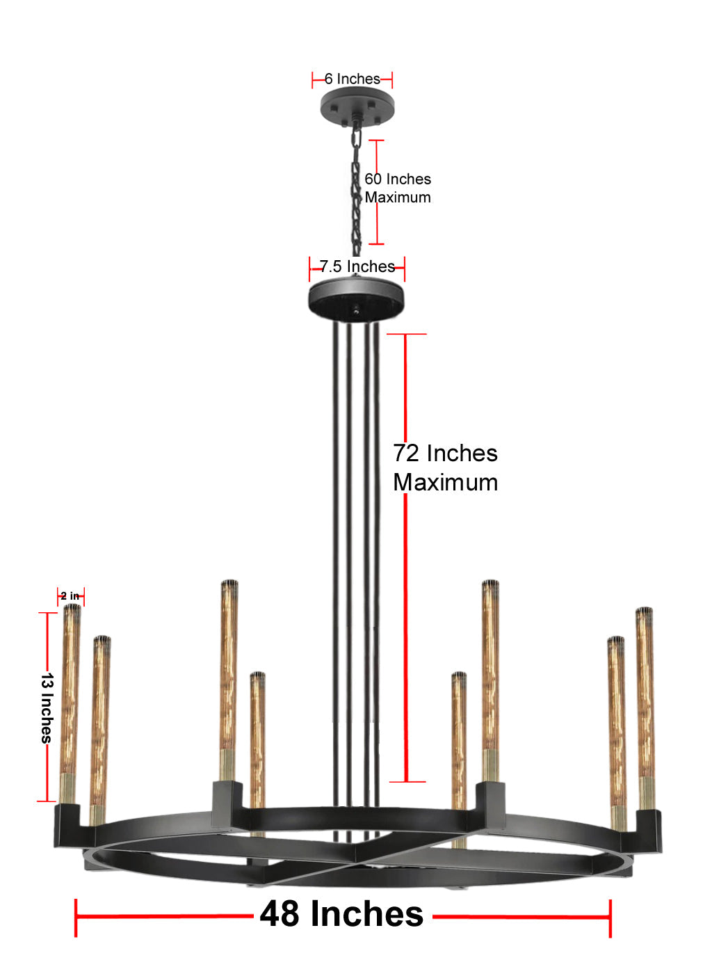 8-Light Round Chandelier Black Finish, 48" Rustic Vintage Barn Metal Industrial Loft Ceiling Lighting Fixture