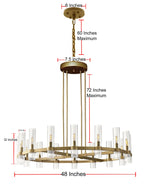 16-Light Industrial Rustic Chandelier Gold Finish, 48" Vintage Barn Metal Round Farmhouse Ceiling Fixture