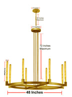 8-Light Round Chandelier Gold Finish, 48" Rustic Vintage Barn Metal Industrial Loft Ceiling Lighting Fixture