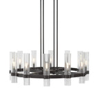 12-Light Vintage Rustic Round Chandelier Black Finish, 36" Farmhouse Barn-Style Metal Industrial Loft Ceiling Light