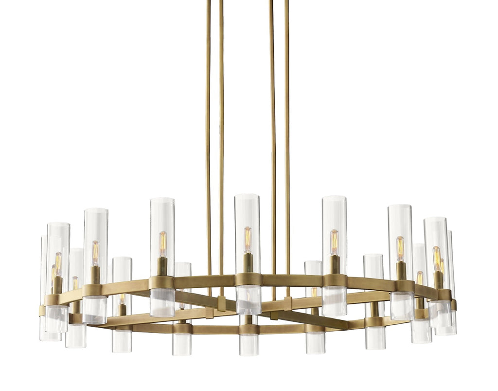 16-Light Industrial Rustic Chandelier Gold Finish, 48" Vintage Barn Metal Round Farmhouse Ceiling Fixture