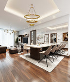 36-Light Industrial Loft Chandelier (18+12+6) Gold Finish, 38" x 65" Wrought Iron Vintage Barn Castile Rustic Three-Tier Lighting Fixture