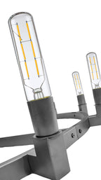 8-Light Round Chandelier Black Finish, 48" Rustic Vintage Barn Metal Industrial Loft Ceiling Lighting Fixture