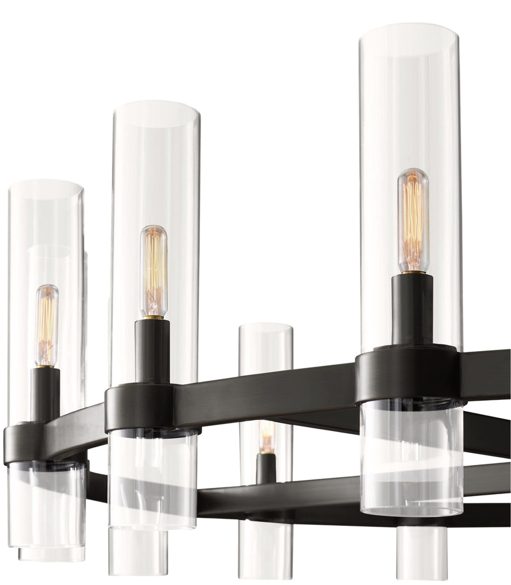 16-Light Industrial Rustic Chandelier Black Finish, 48" Vintage Barn Metal Round Farmhouse Ceiling Fixture