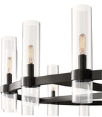 16-Light Industrial Rustic Chandelier Black Finish, 48" Vintage Barn Metal Round Farmhouse Ceiling Fixture