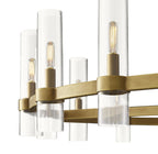 12-Light Vintage Rustic Round Chandelier Gold Finish, 36" Farmhouse Barn-Style Metal Industrial Loft Ceiling Light