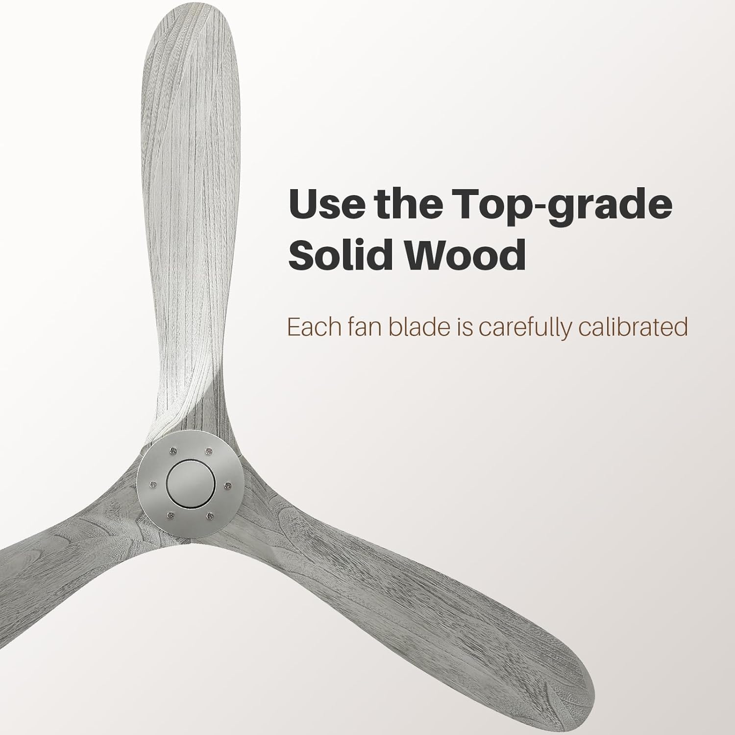 60″ Solid Wood Ceiling Fan Without Light - Farmhouse Grey, Quiet 3-Blade Design, Remote-Controlled for Indoor & Outdoor Use