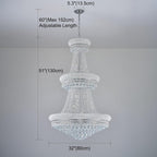 31 Lights Silver Finish Large Empire Crystal Chandelier Three-Tier, High Ceiling Chandelier Light fixtures for Foyer Staircase Living Room Entryway 51"H x 32"W V22-29