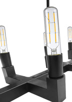 10-Light Industrial Rustic Linear Chandelier Black Finish, 55" Vintage Charm Barn Metal Farmhouse Lighting