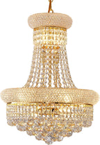 10 Lights Gold Finish Empire Crystal Chandelier Lighting for Dining Room Living Room Foyer Hallway Bedroom Entryway 18"W x 22"H V22-27
