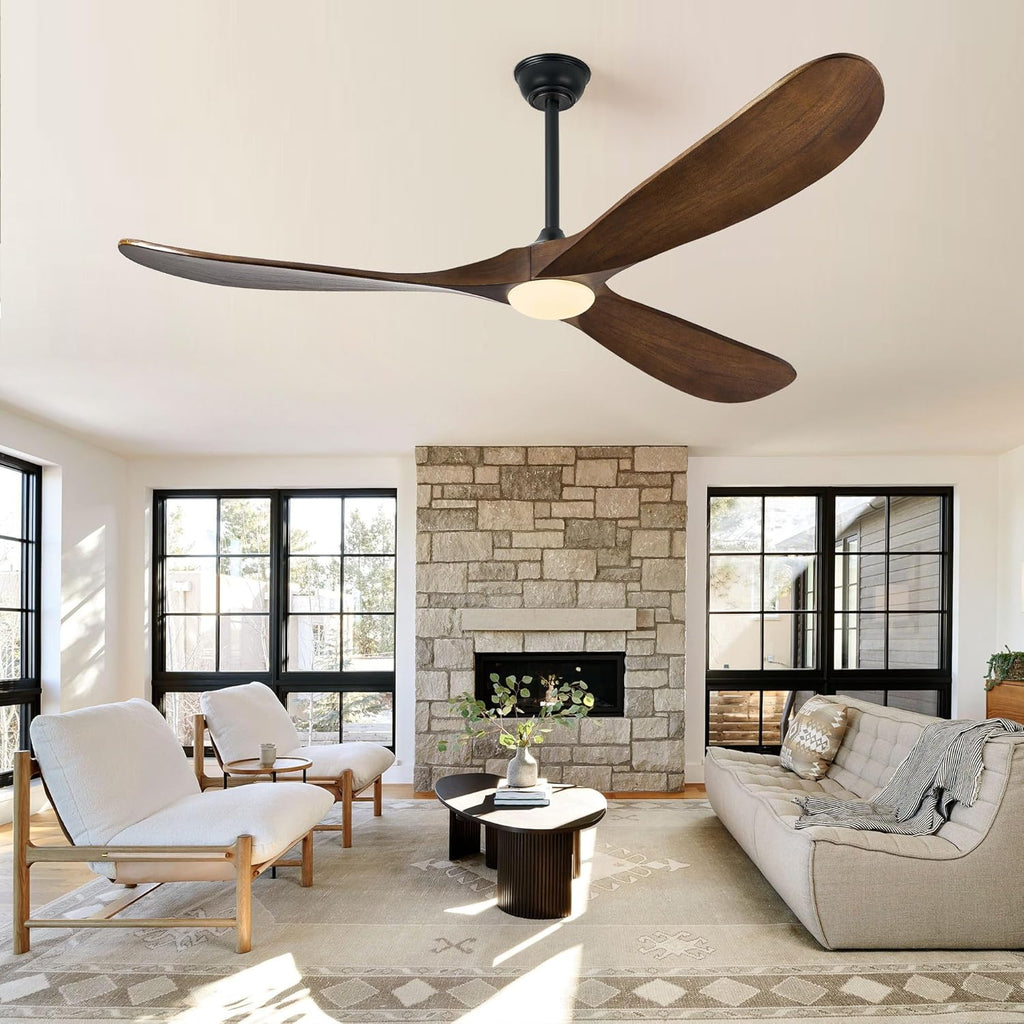 72″ Outdoor Ceiling Fan with Lights - Oil Rubbed Bronze, Solid Wood Propeller Design, Modern Large 3-Blade, Remote-Controlled for Patio, Farmhouse
