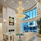 31 Lights Gold Finish Large Empire Crystal Chandelier Three-Tier, High Ceiling Chandelier Light fixtures for Foyer Staircase Living Room Entryway 51"H x 32"W V22-28