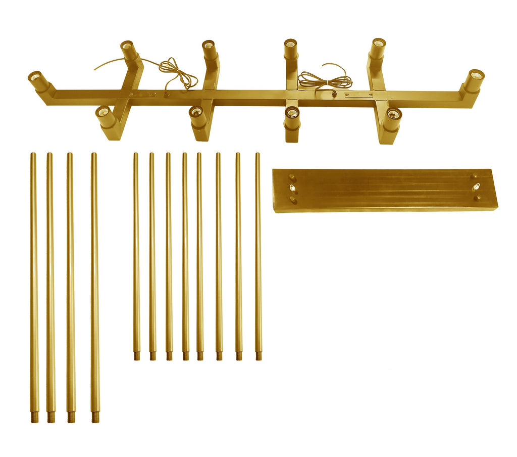 10-Light Industrial Rustic Linear Chandelier Gold Finish, 55" Vintage Charm Barn Metal Farmhouse Lighting