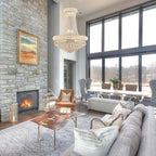 14 Lights Chrome Finish Empire Crystal Chandelier Lighting for Living Room Foyer Dining Room Hallway Entryway 32"H x 24"W V22-24