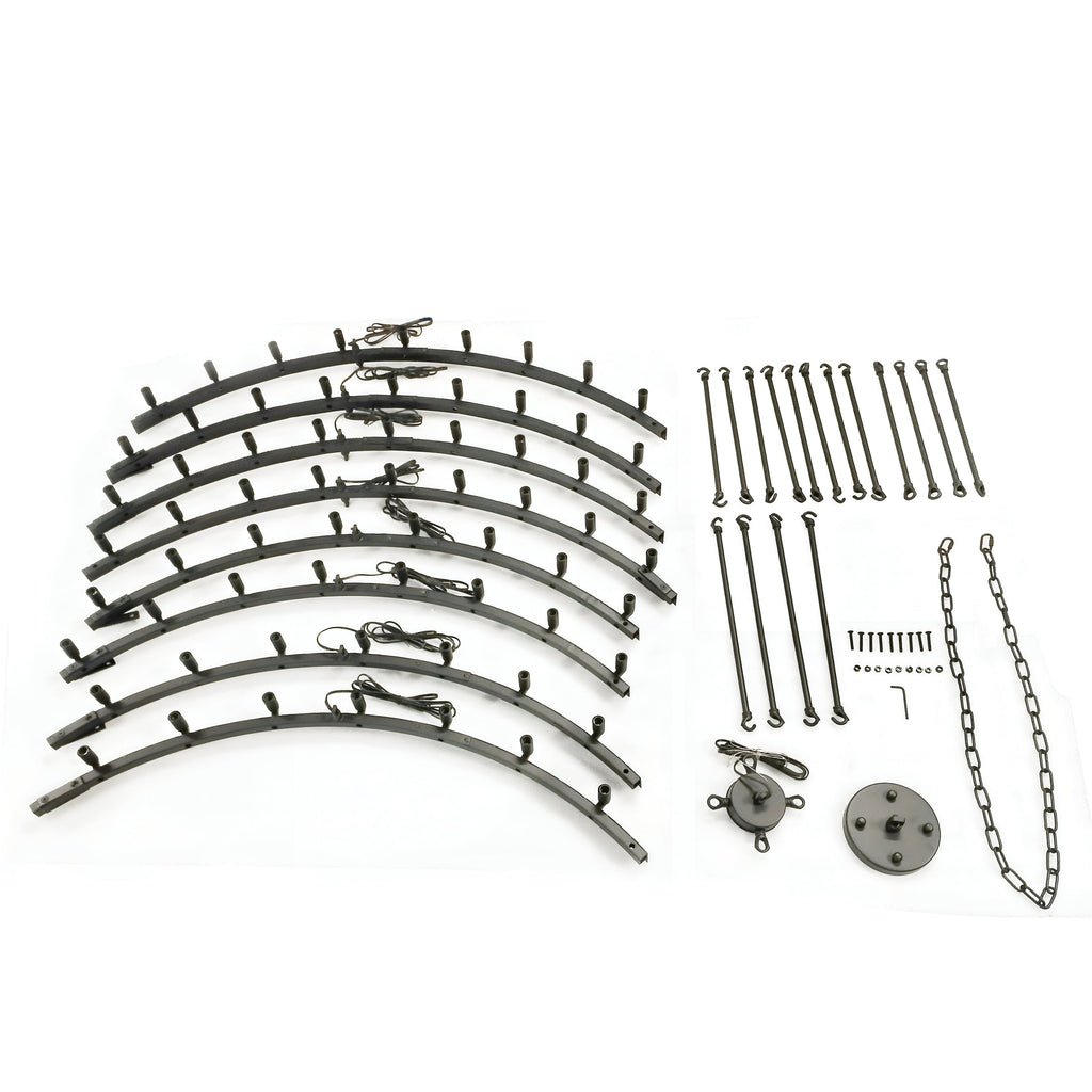 66-Light Wagon Wheel Chandelier Black Finish, 70"x66" Rustic Wrought Iron Castile Two-Tier Industrial Loft Ceiling Light