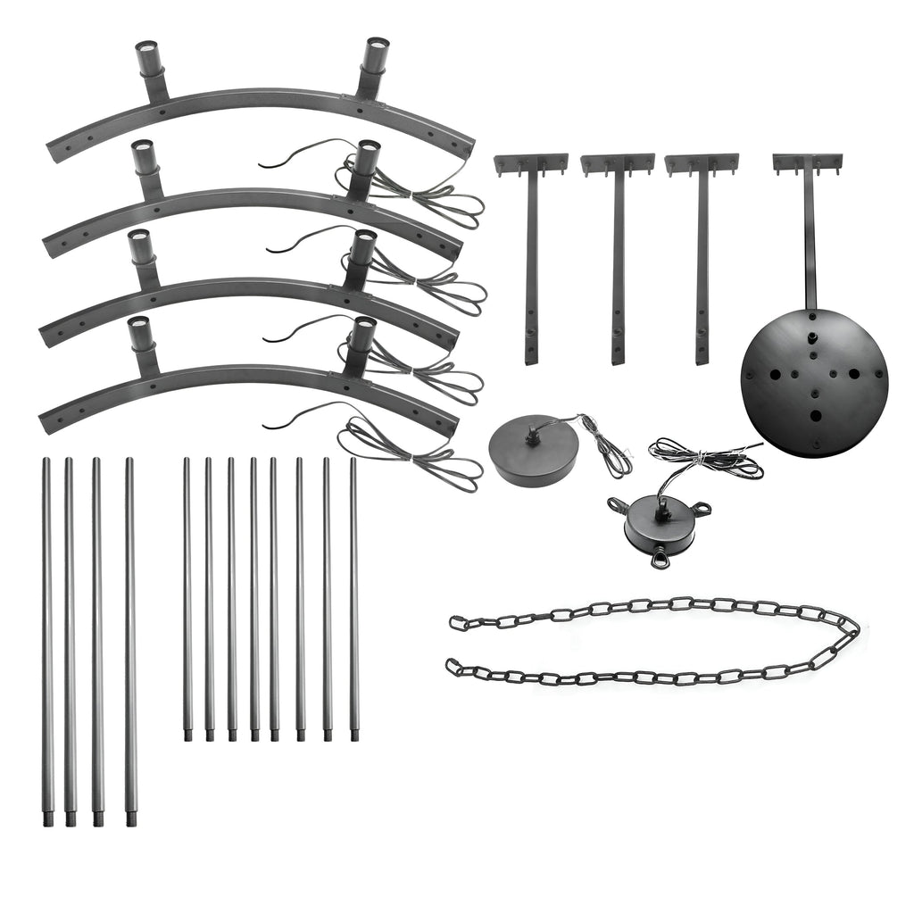 8-Light Round Chandelier Black Finish, 48" Rustic Vintage Barn Metal Industrial Loft Ceiling Lighting Fixture