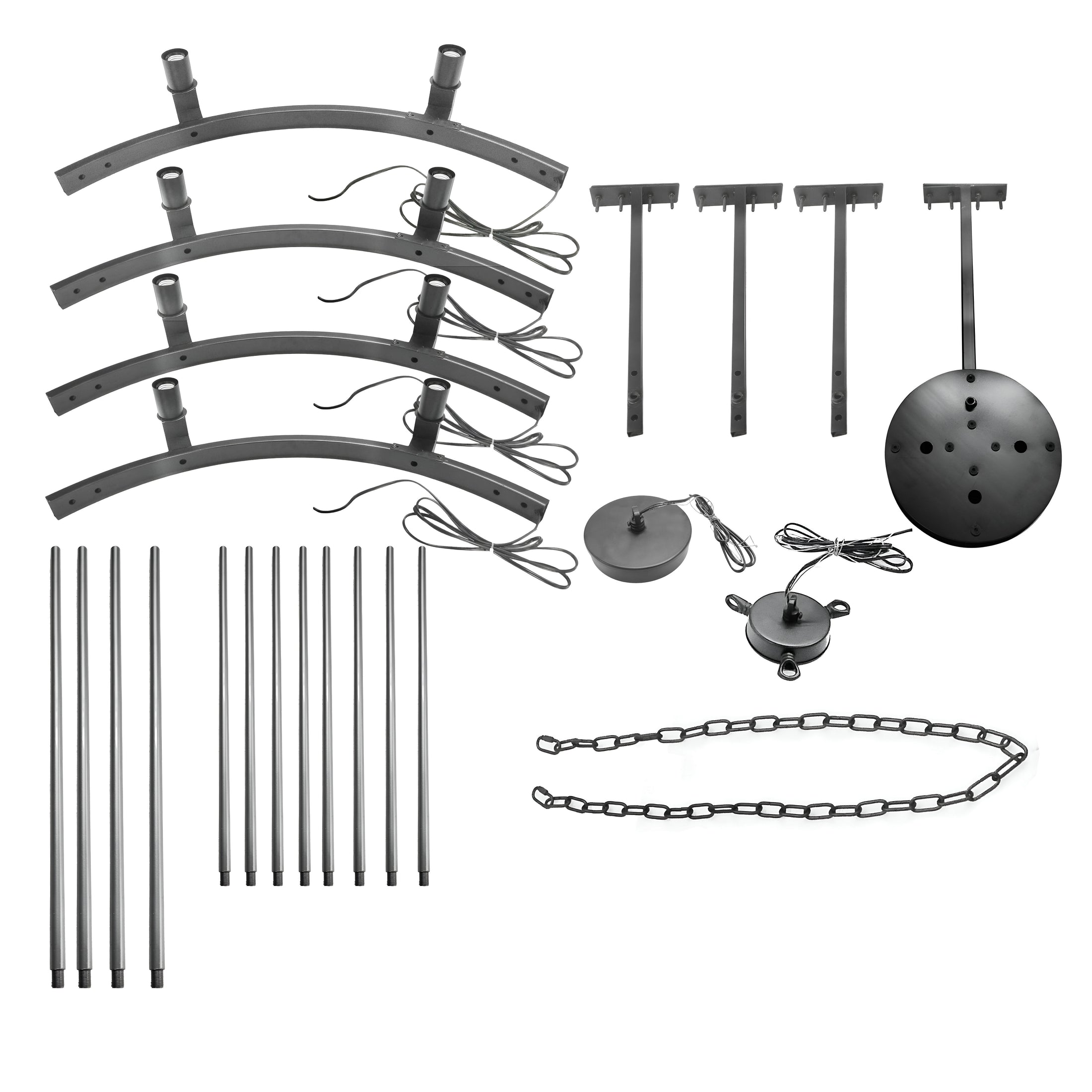 8-Light Round Chandelier Black Finish, 48" Rustic Vintage Barn Metal Industrial Loft Ceiling Lighting Fixture