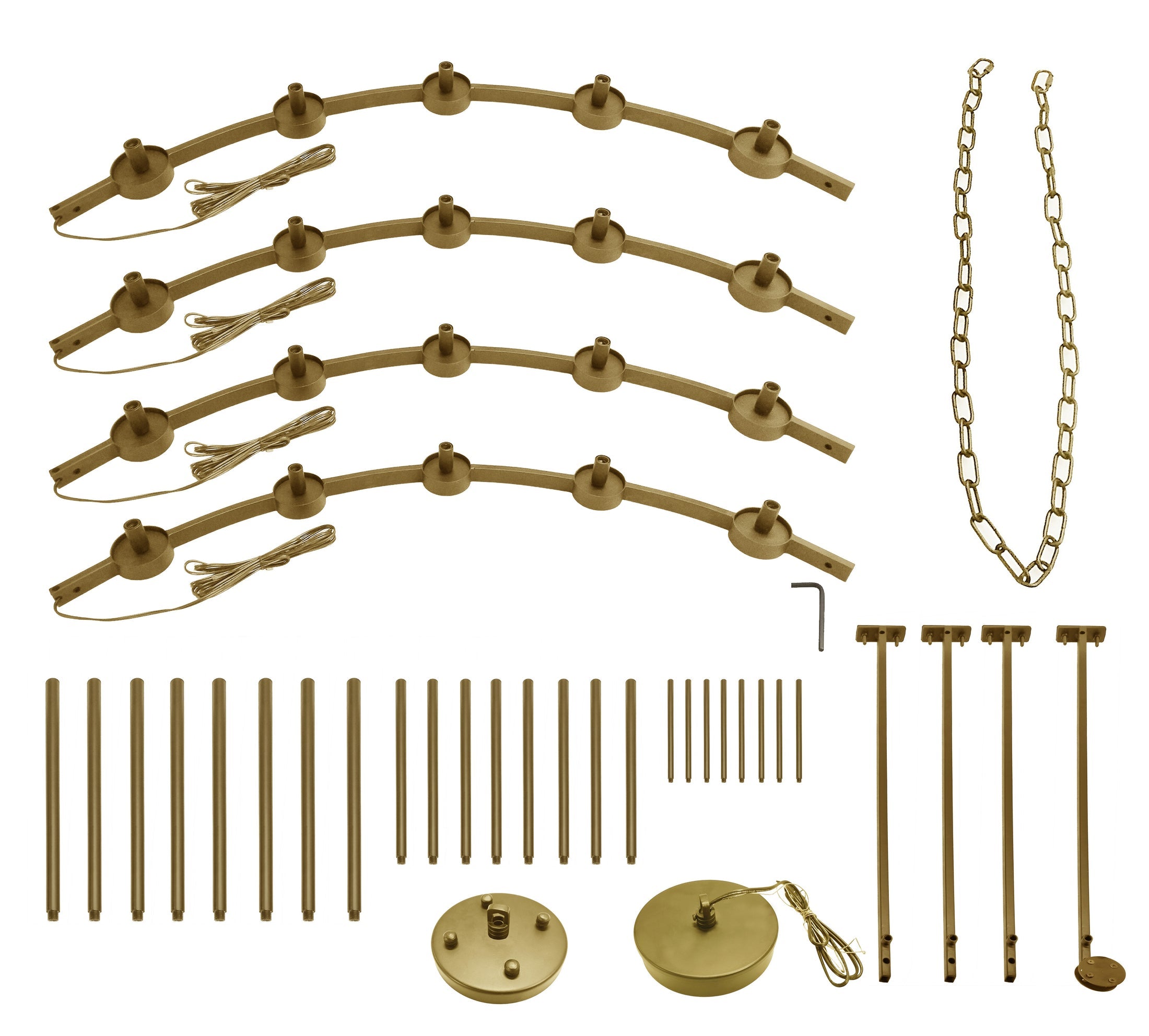 20-Light Round Chandelier Gold Finish, 60" Rustic Vintage Barn Metal Industrial Loft Ceiling Lighting Fixture