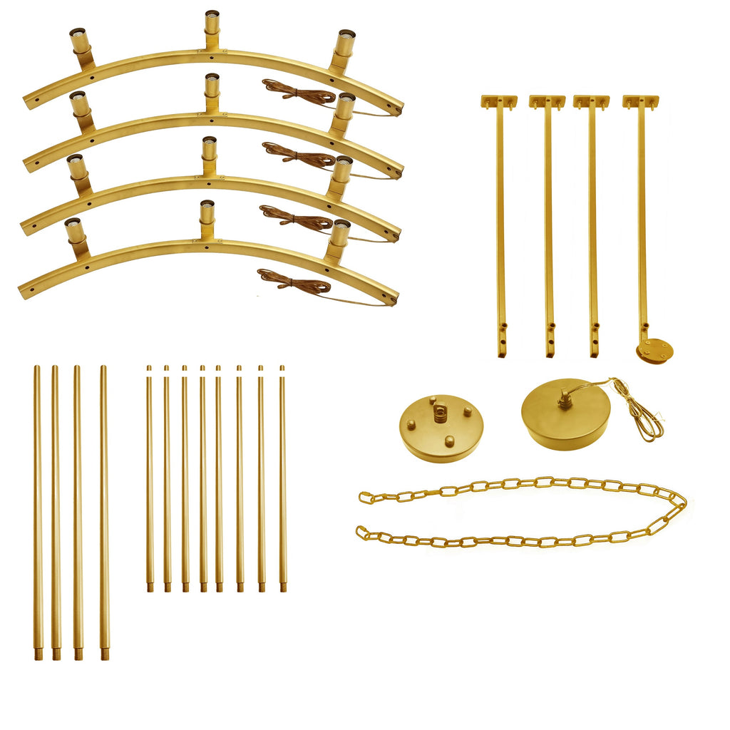 12-Light Industrial Rustic Chandelier Gold Finish, 60" Vintage Barn Metal Round Farmhouse Ceiling Fixture