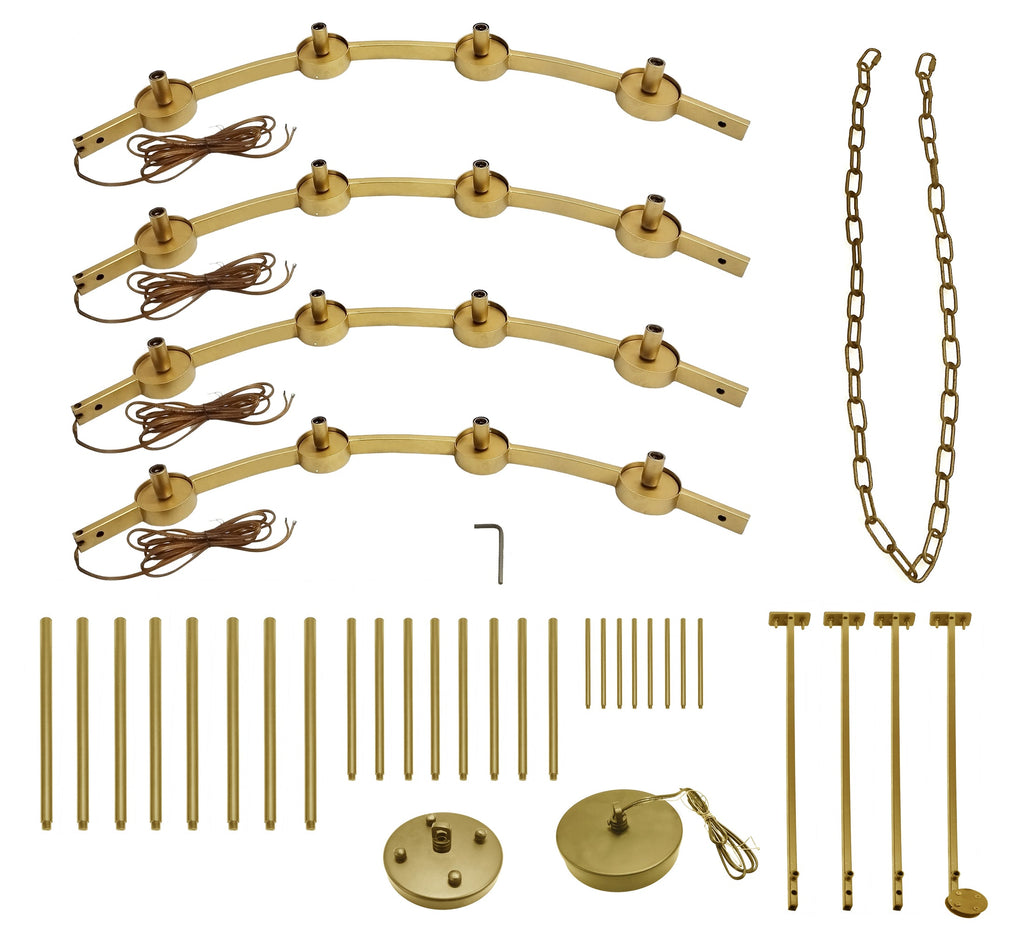 16-Light Industrial Rustic Chandelier Gold Finish, 48" Vintage Barn Metal Round Farmhouse Ceiling Fixture