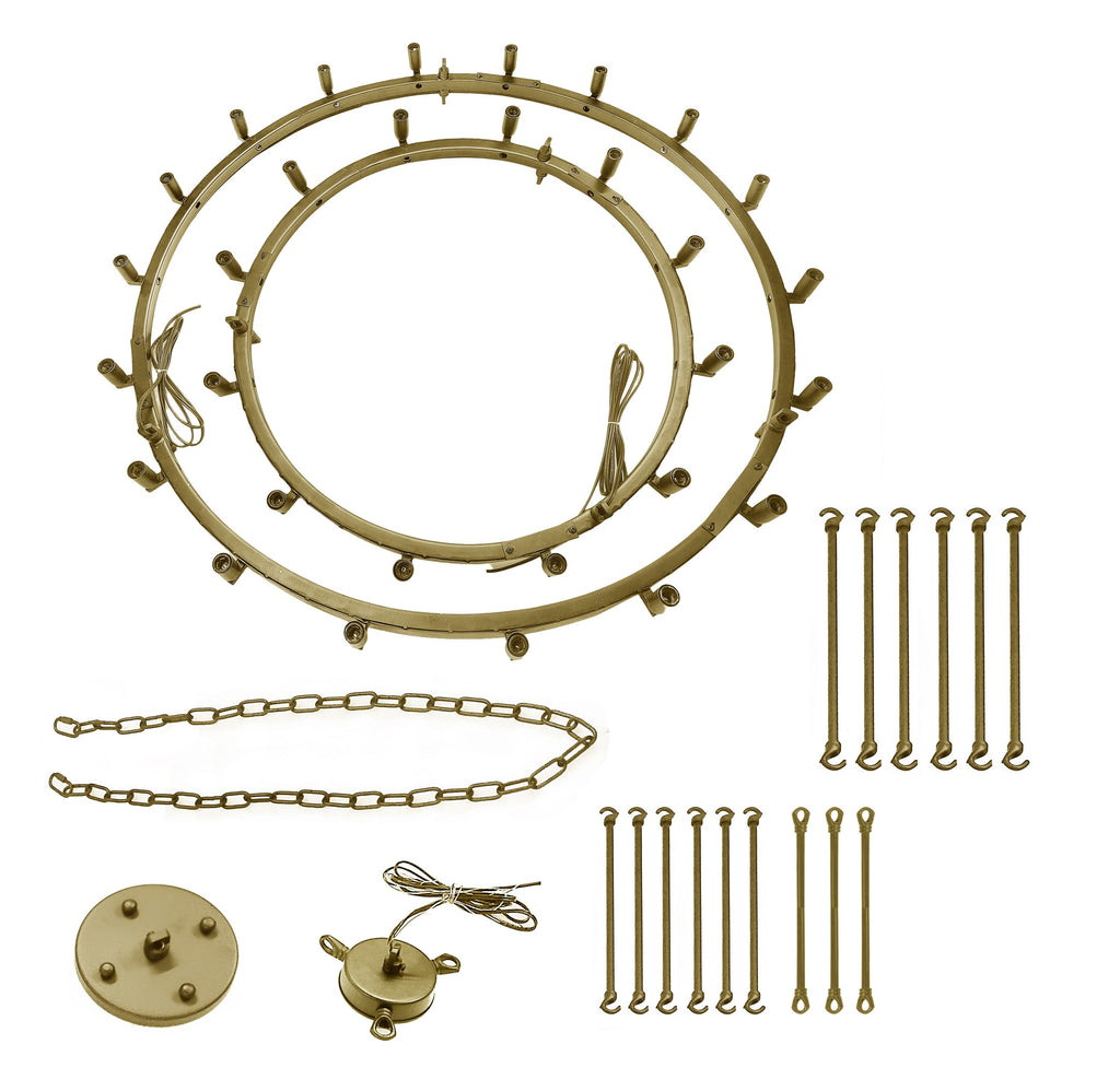 30-Light Elegant Chandelier Gold Finish, 38"x50" Rustic Wrought Iron Vintage Barn Castile Industrial Loft Lighting