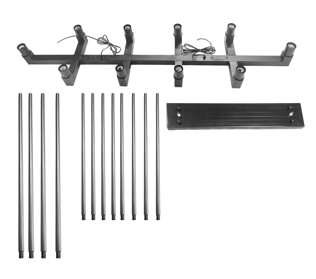 10-Light Industrial Rustic Linear Chandelier Black Finish, 55" Vintage Charm Barn Metal Farmhouse Lighting