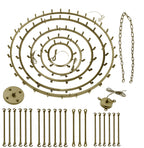 90-Light Industrial Wagon Wheel Chandelier Gold Finish, 63"x87" Wrought Iron Vintage Barn Castile Five-Tier Lighting