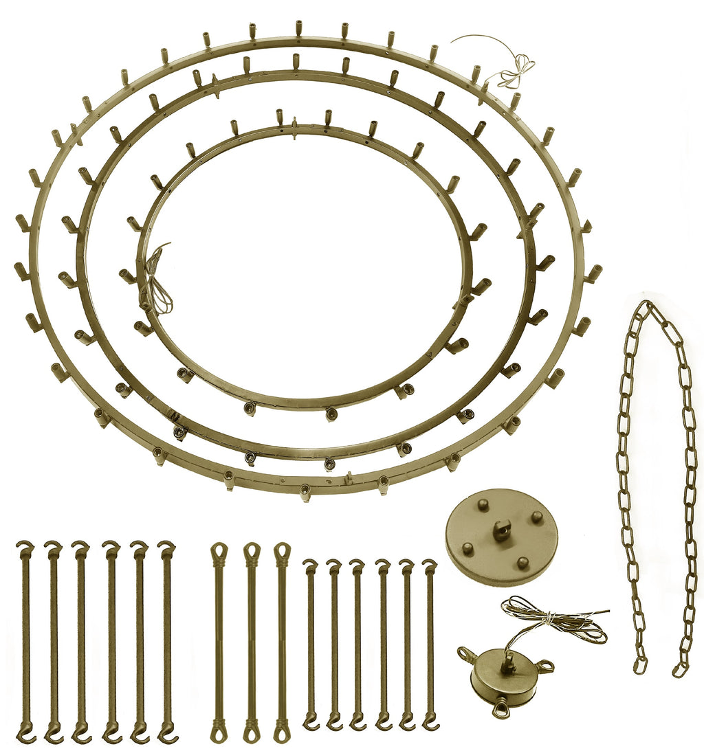 72-Light Industrial Wagon Wheel Chandelier Gold Finish, 63"x75" Extra Large Rustic Wrought Iron Three-Tier Lighting