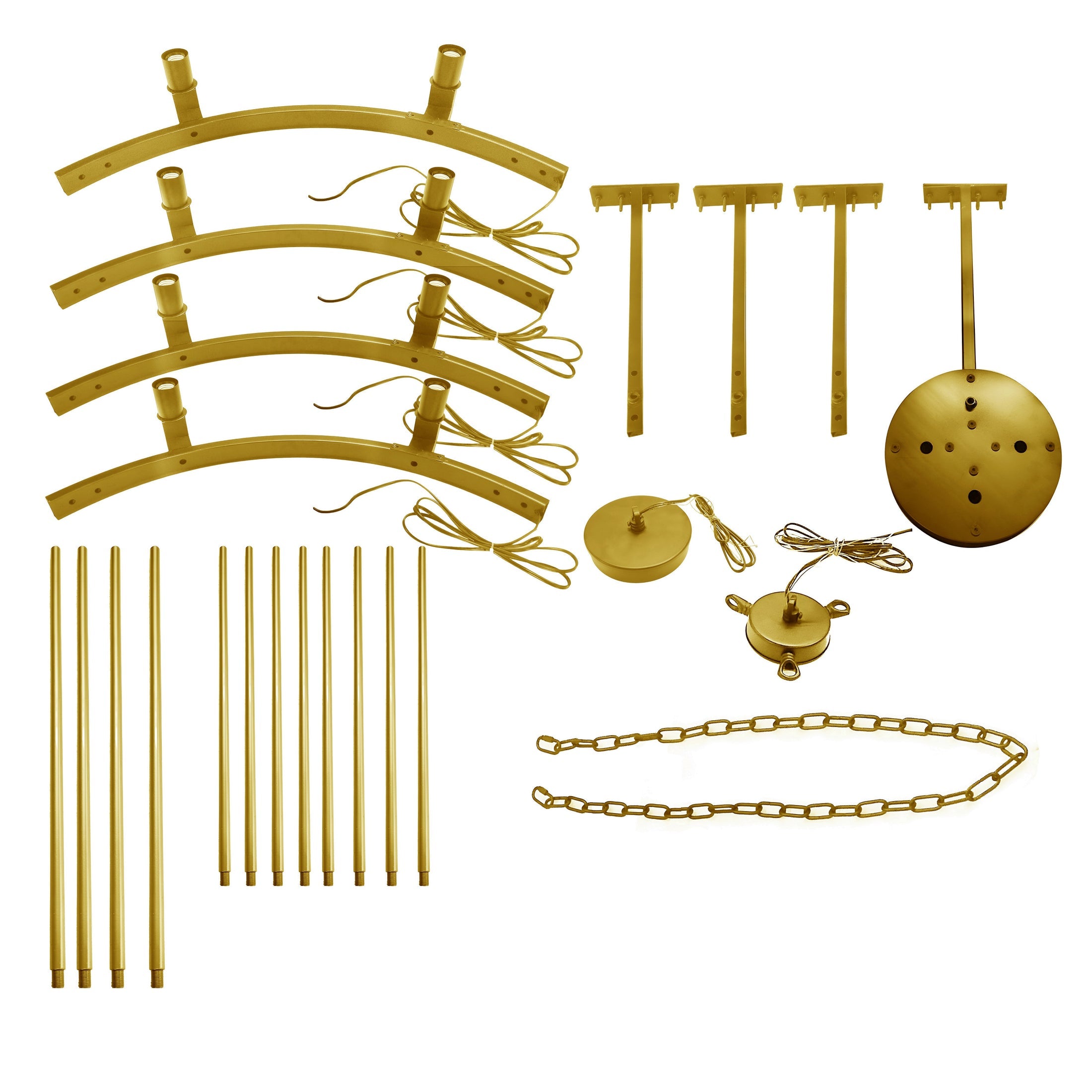 8-Light Round Chandelier Gold Finish, 48" Rustic Vintage Barn Metal Industrial Loft Ceiling Lighting Fixture