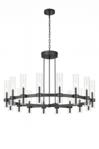 20-Light Round Chandelier Black Finish, 60" Rustic Vintage Barn Metal Industrial Loft Ceiling Lighting Fixture