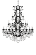 Large 60 inch wrought iron crystal chandelier with 36 lights for entryway USA