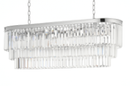 12-Lights Retro Palladium Glass Fringe Chandelier, 49"x14"x18" Chrome Finish Ceiling Light