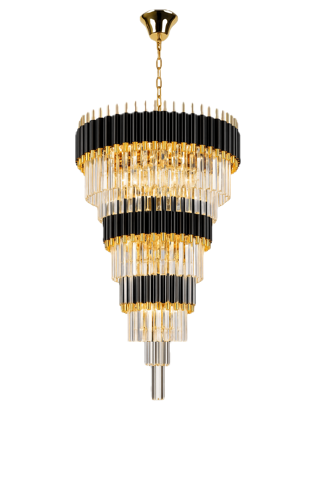 27 Lights Retro Palladium Crystal Glass Fringe Chandelier, 9-Tier Elegant Lighting Fixture, 24" x 55"